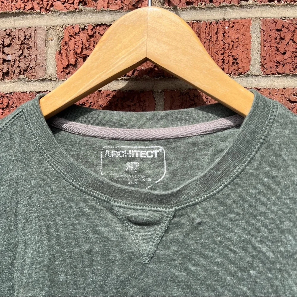 Architect Marled Olive Green Crewneck Long Sleeve Tee Shirt